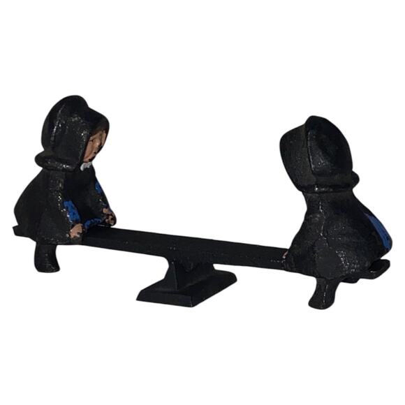 Vintage John Wright Cast Iron Amish 2 Girls on Teeter Totter 1997 Figures - A267 - Picture 8 of 10